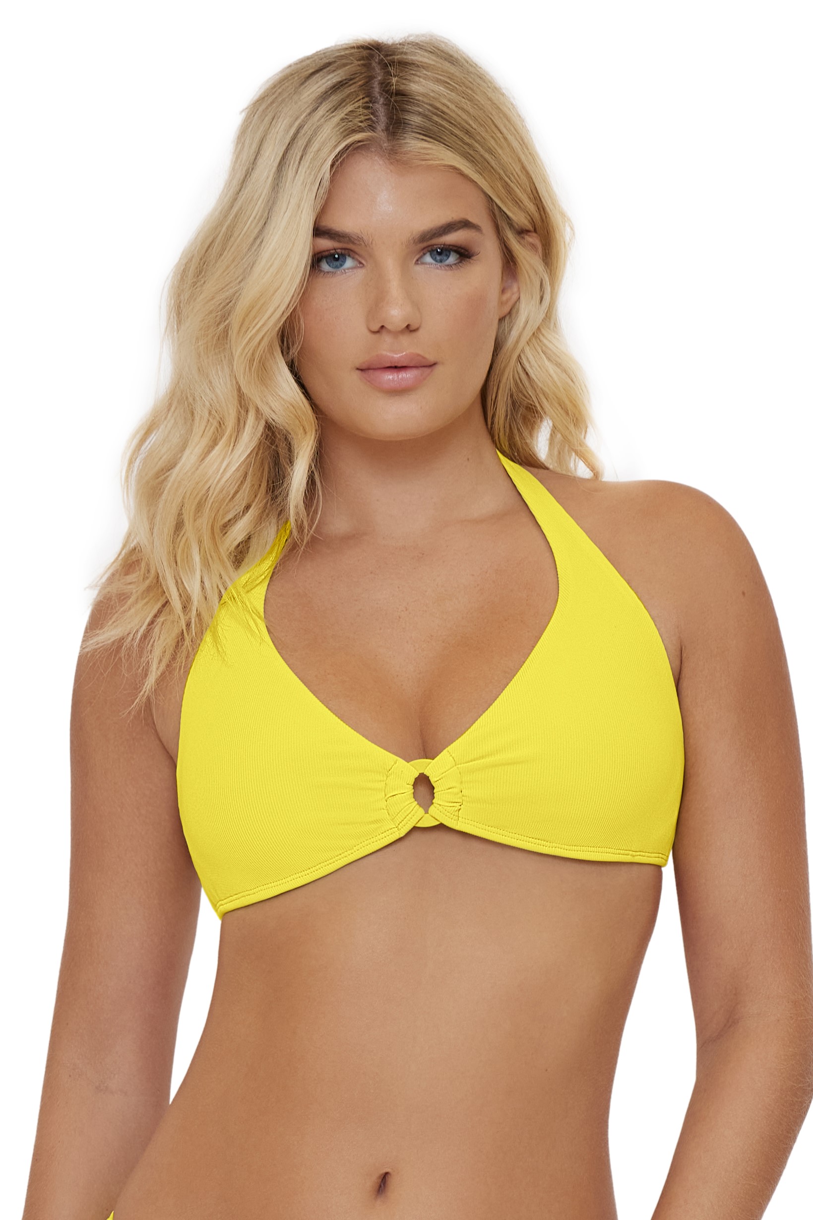 Pilyq Swim Sunburst Halter Bikini Top Yellow