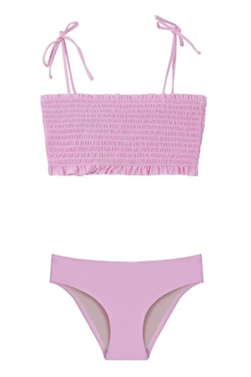 Pq Swim Blossom Smocked Childrens Bikini Pink