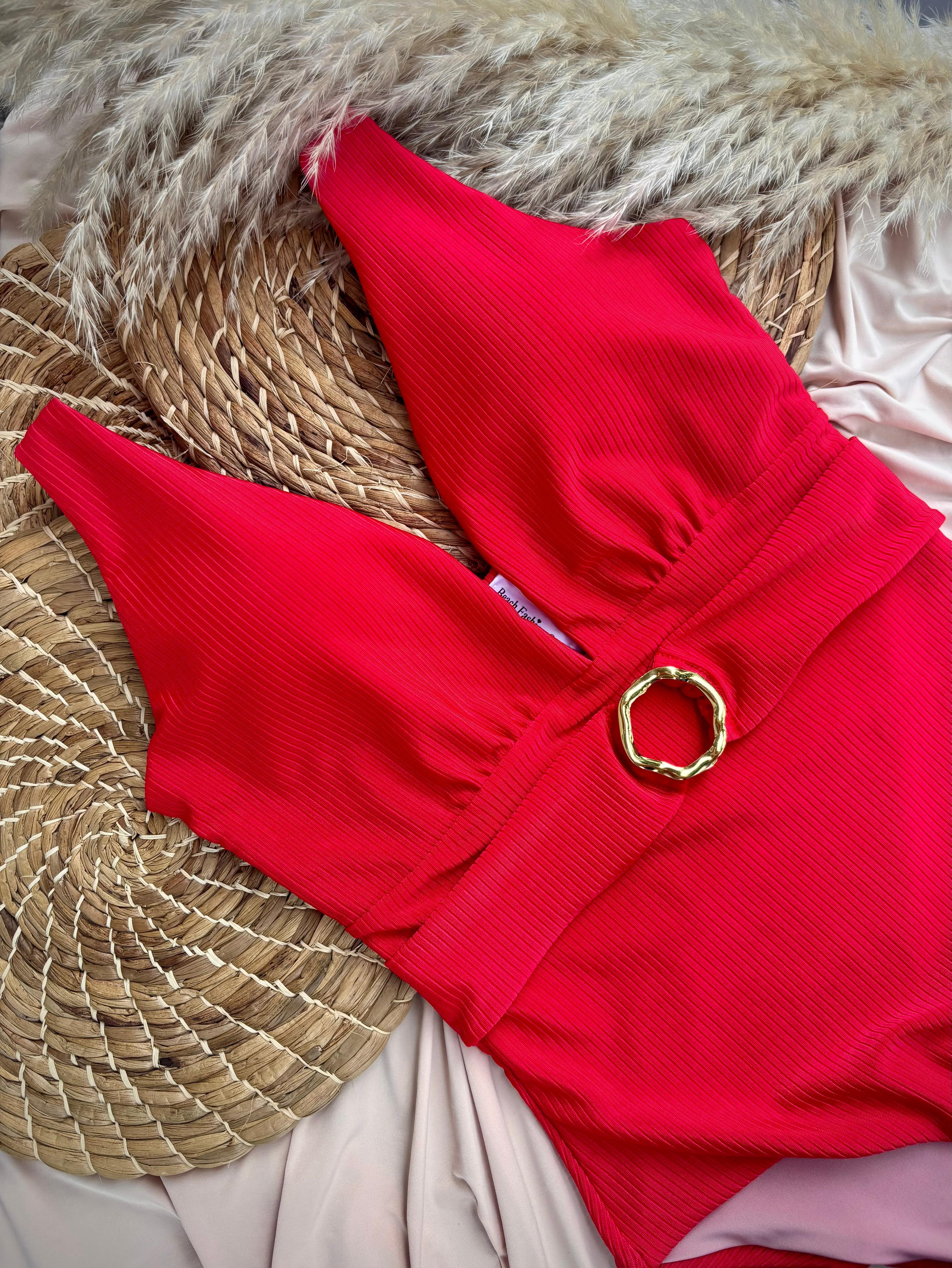 Beach Fashion Only Rood Textuur Badpak