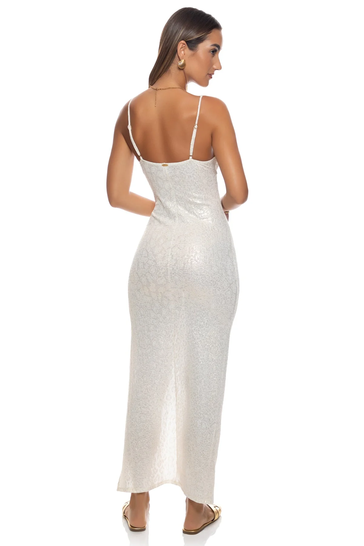 Luli Fama Sunlit Oasis Side Split Maxi Jurk