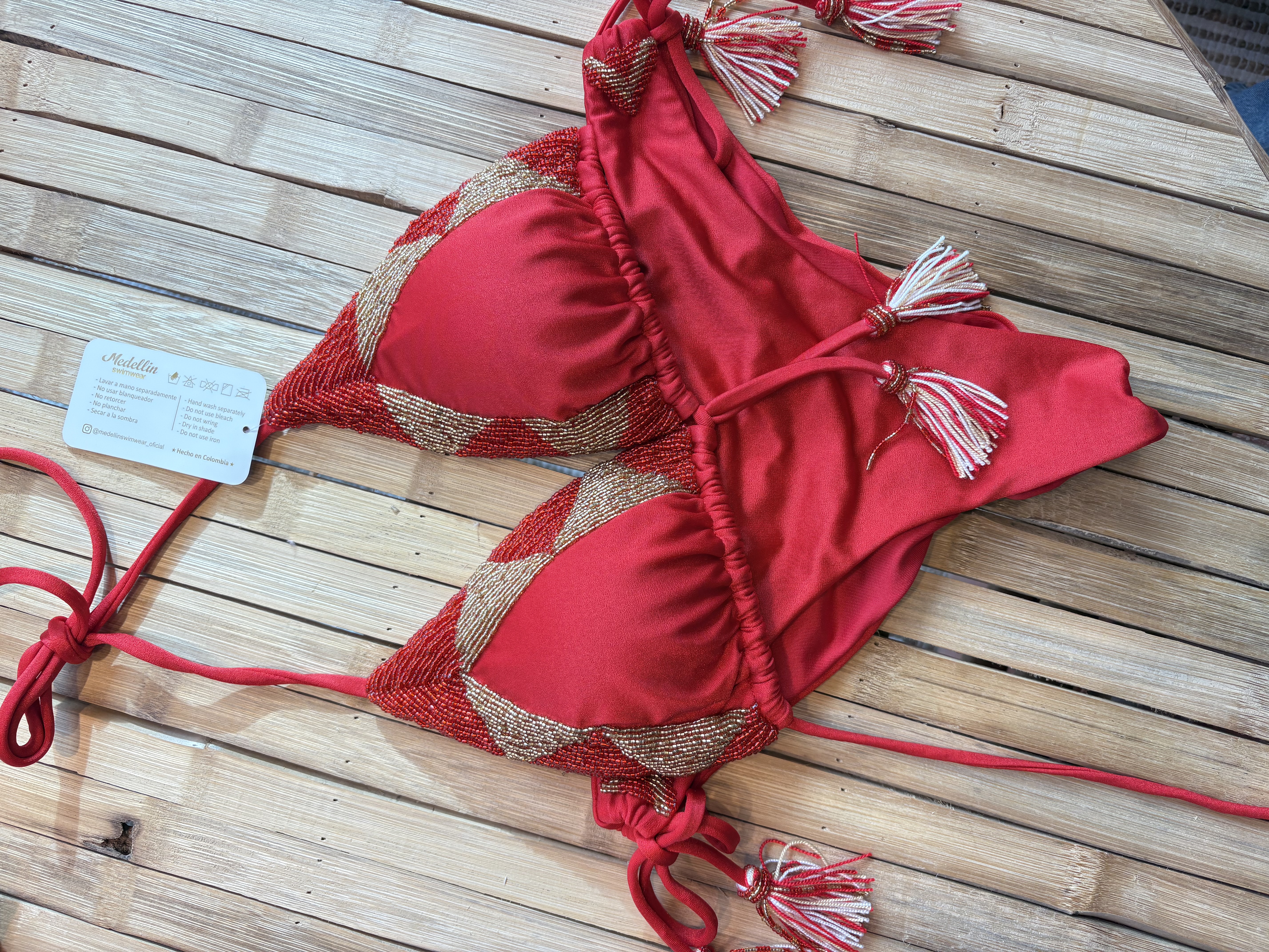 Beach Fashion Only Red Triangle Bikini Set