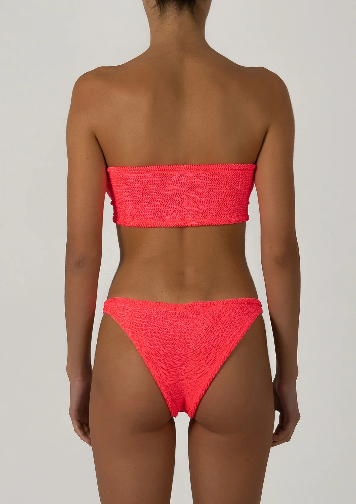 Paramidonna Geribbelde Bandeau Bikini Koraal