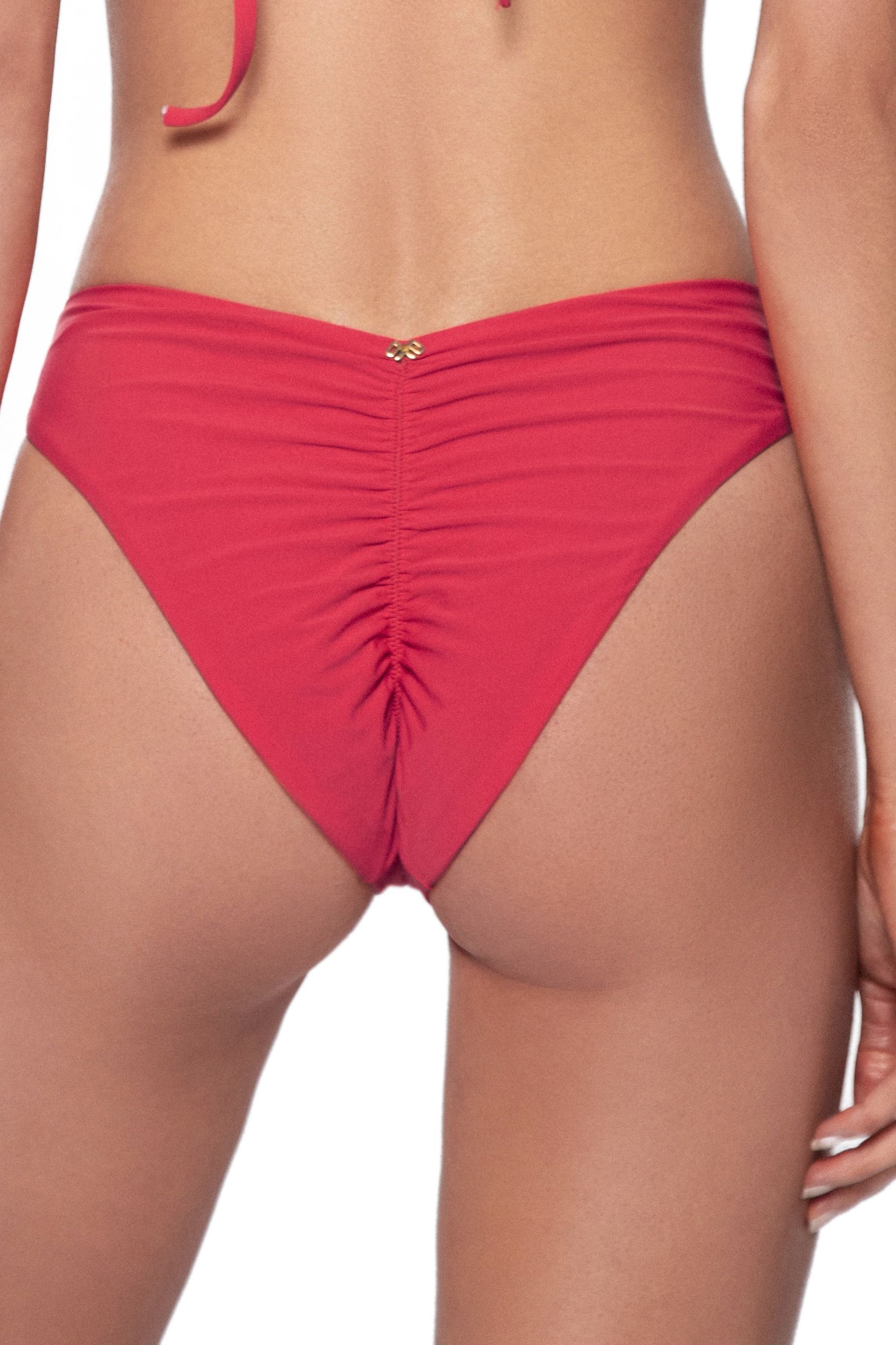 Pq Swim Avalon Isla Scrunch Bikini Bottom Red