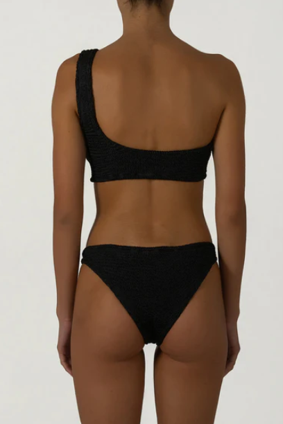 Paramidonna Stassie Ribbed One Shoulder Bikini Black