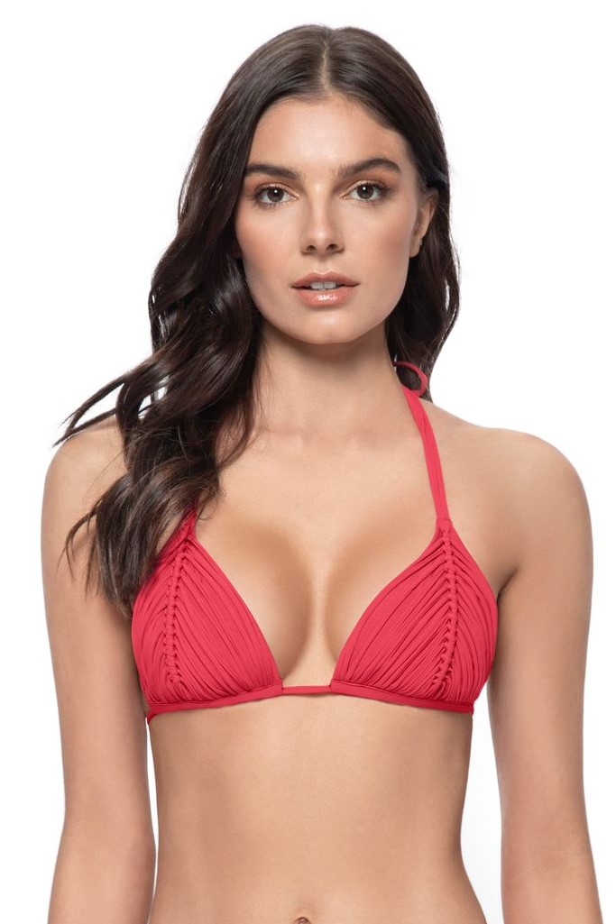 Pq Swim Avalon Isla Tri Bikini Top Red