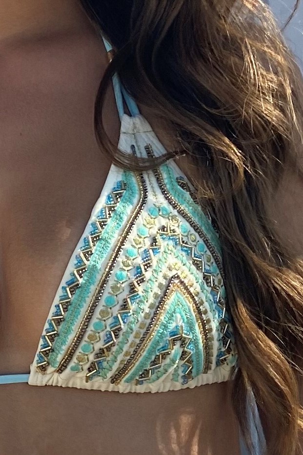 Beach Fashion Only Bicolor Handgemaakt Luxe Bikini Topje Turquoise