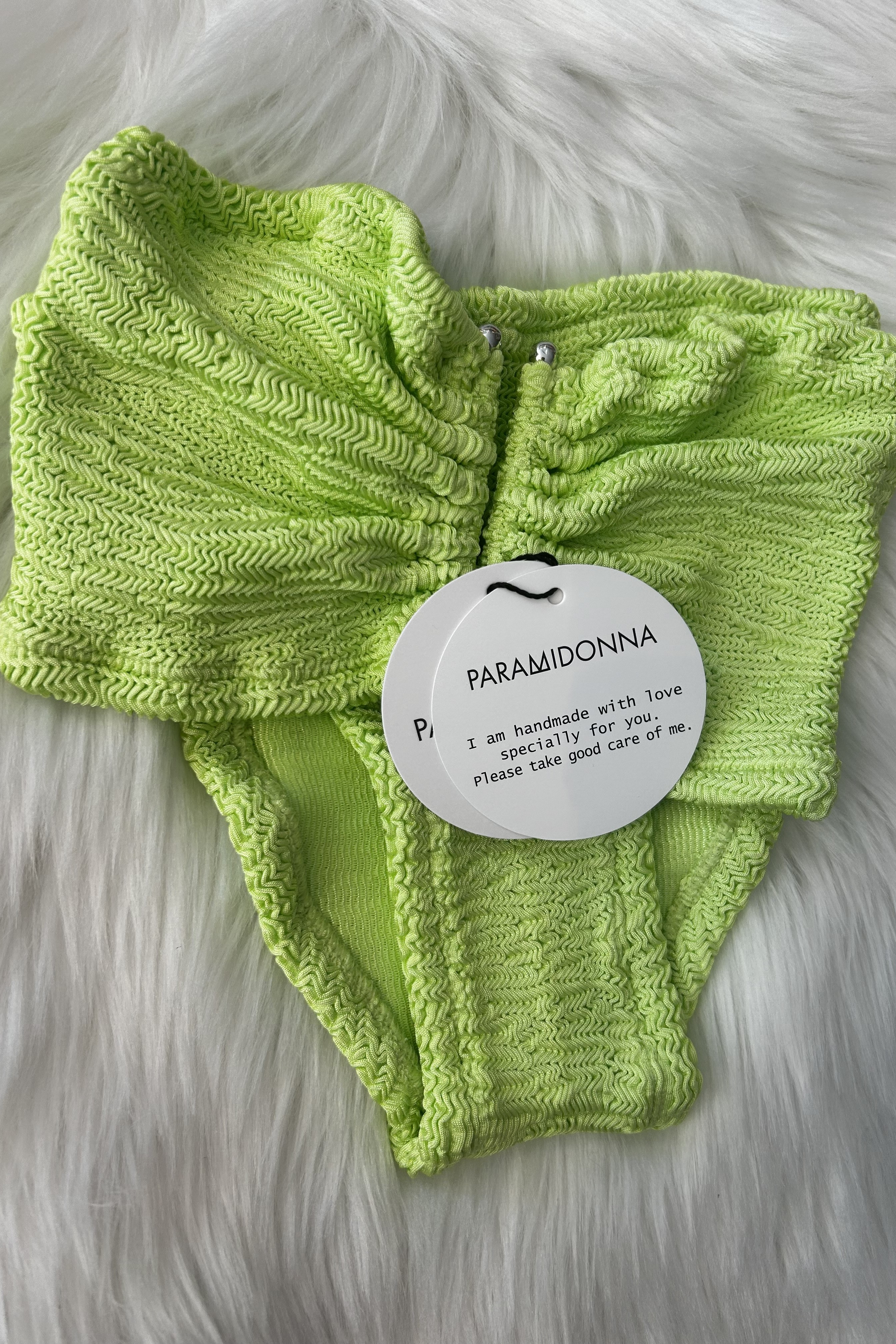 Paramidonna Frida Geribbelde Bandeau Bikini Pistachio