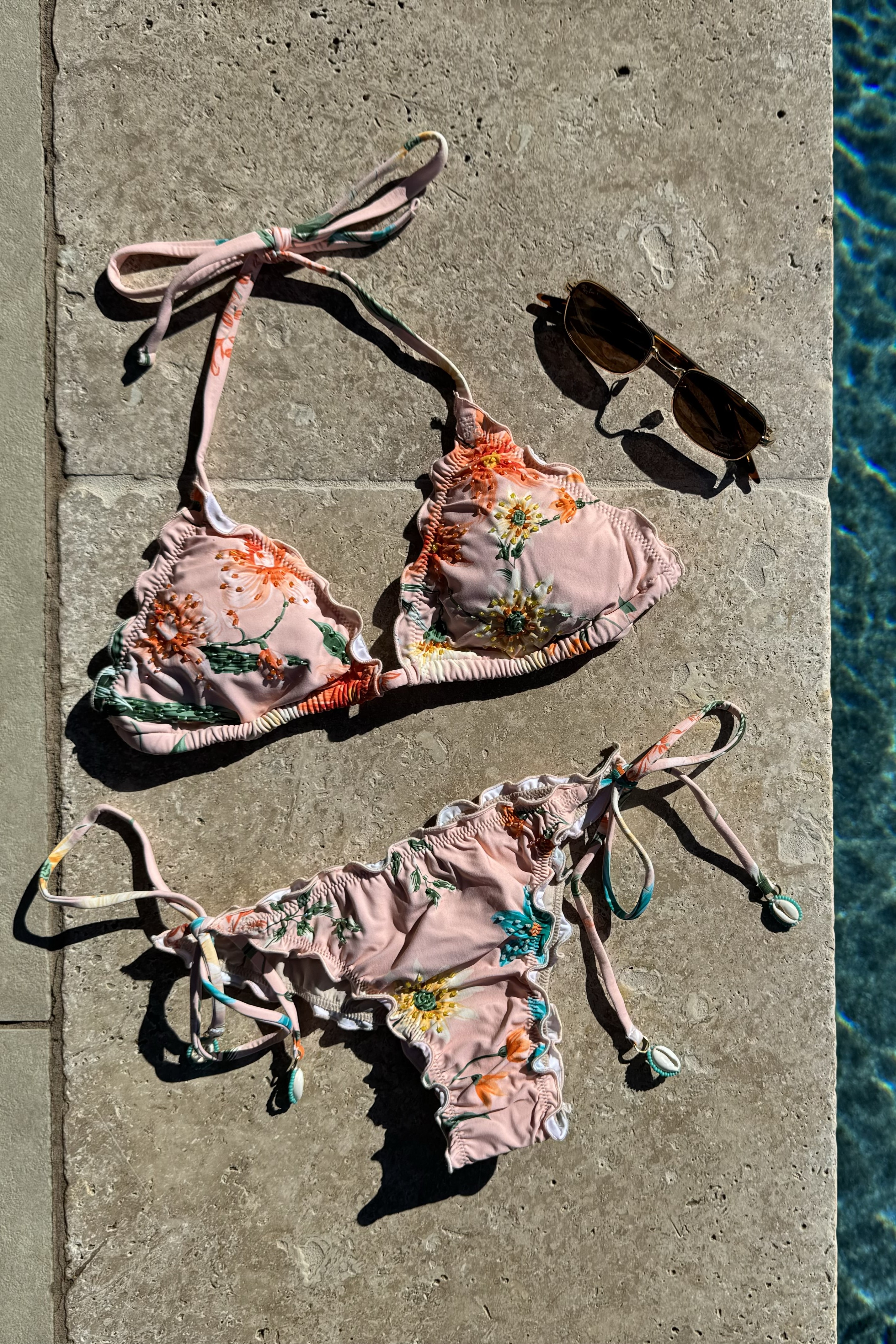 Pq Swim Botanica Embroidered Ruffle Traingle Bikini