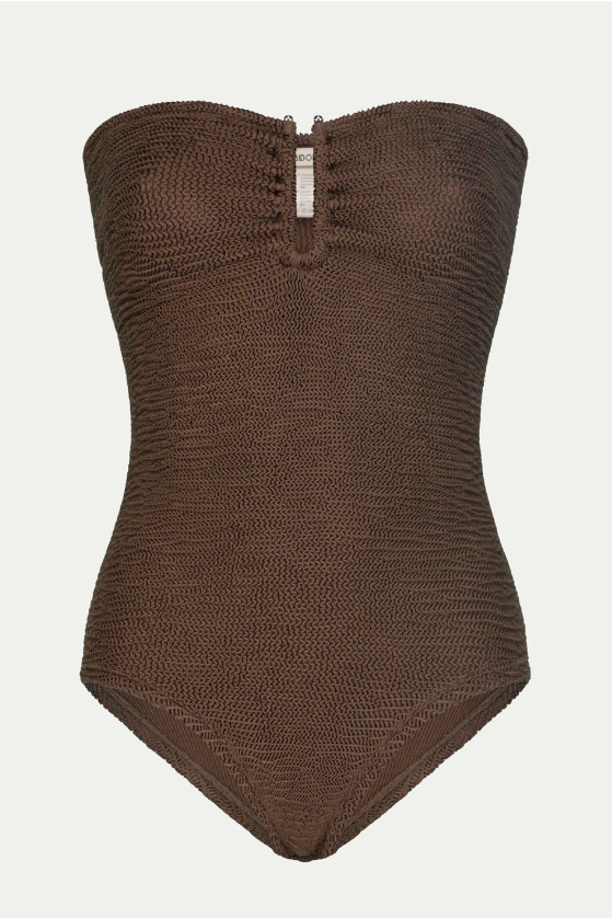 Paramidonna Frida Ribbed Strapless Swimsuit Choco