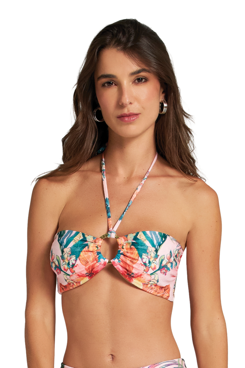 Cosita Linda Exotic Leaves Luxe Bandeau Bikini Top Cosita Linda Exotic Leaves Luxe Bandeau Bikini Top