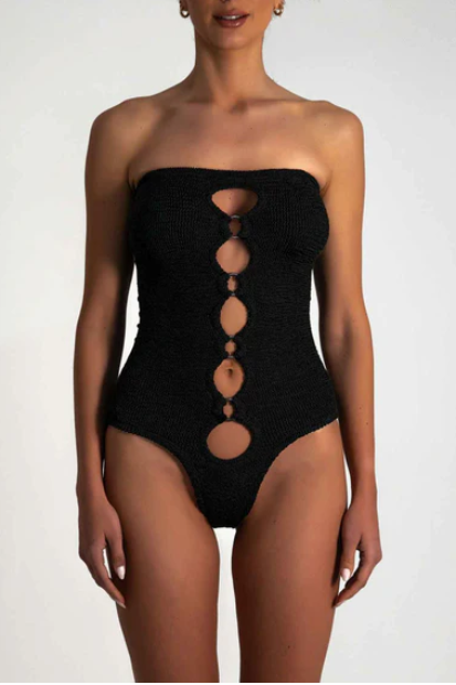 Paramidonna Bandeau Geribbeld Badpak Zwart