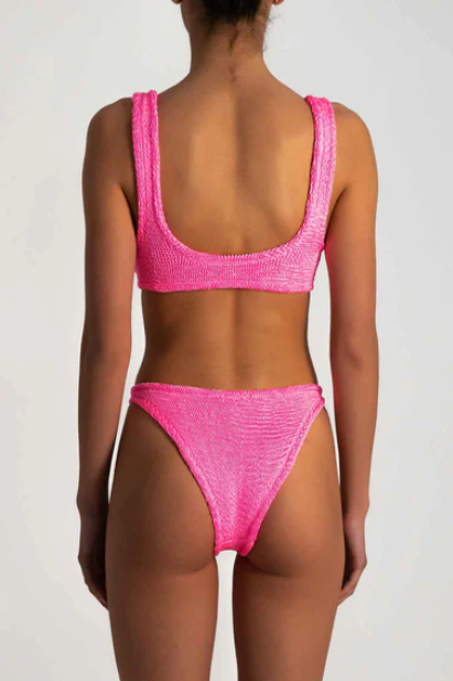 Paramidonna Geribbeld Badpak Neon Roos