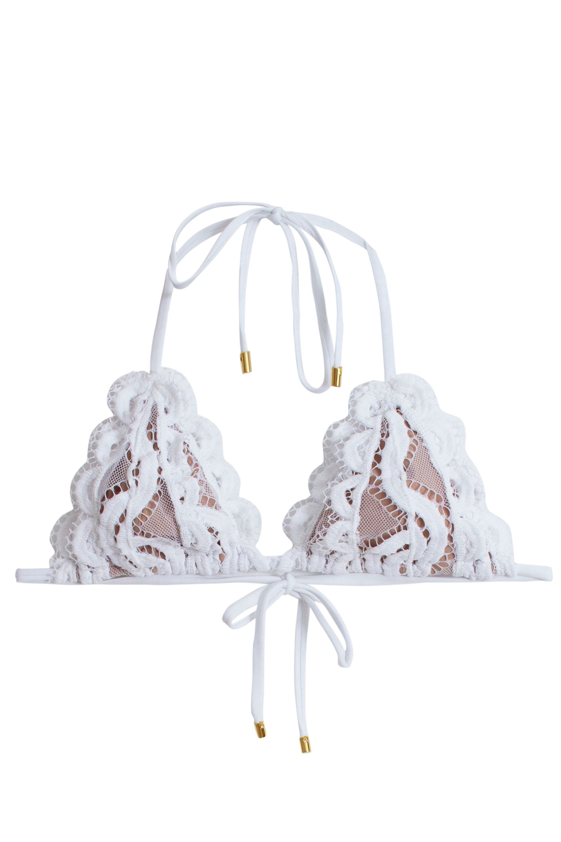 PQ Swim Water Lily Kanten Triangel Bikini Top Wit PQ Swim Water Lily Kanten Triangel Bikini Top Wit