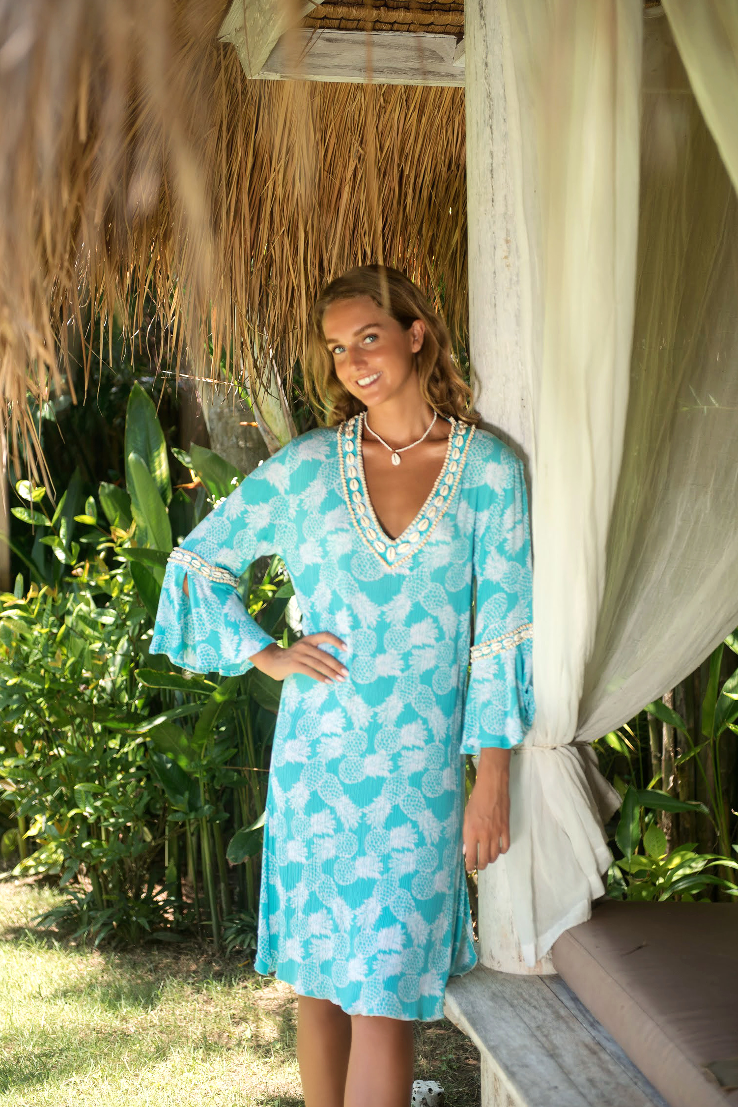 Hot Lava Tunic Cocoa Shell Tropicana Turquoise