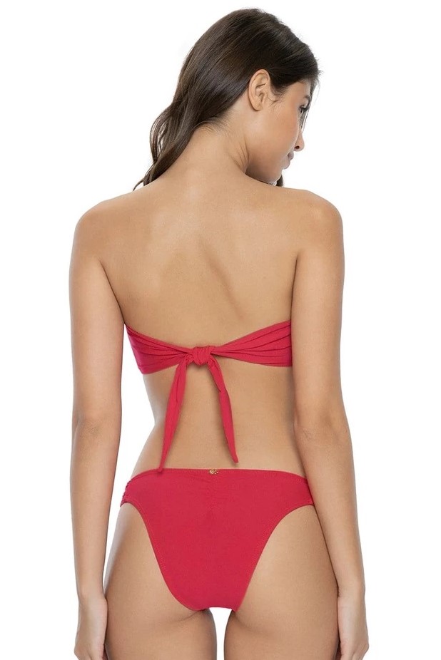 red strapless bikini