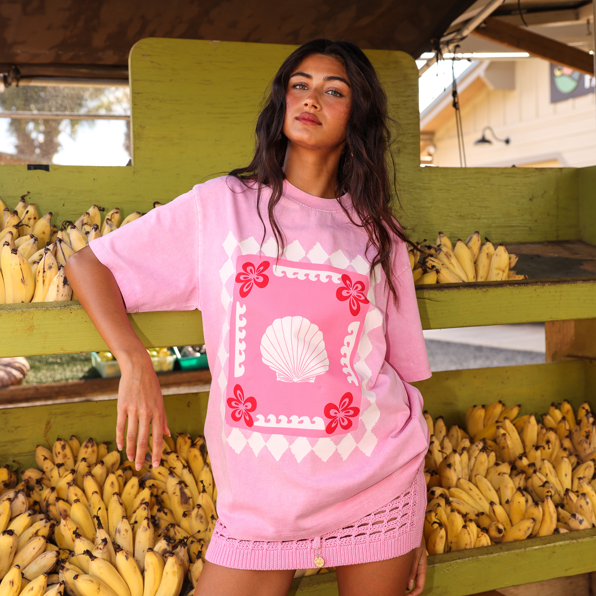 Kulani Kinis Shell Beach Roze T-shirt