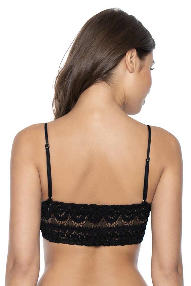 Pilyq Swim Midnight Lace Sweetheart Bralette Bikini Top Black