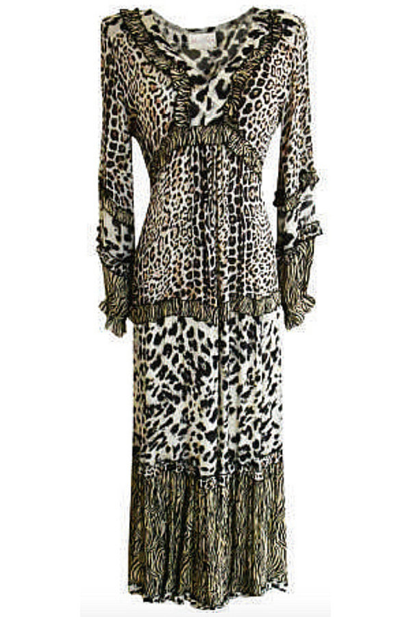 Miss June Lange Jurk Luipaard Print Masai