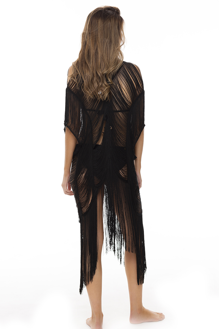 Milonga Maunas Beach Fringe Cover Up Black