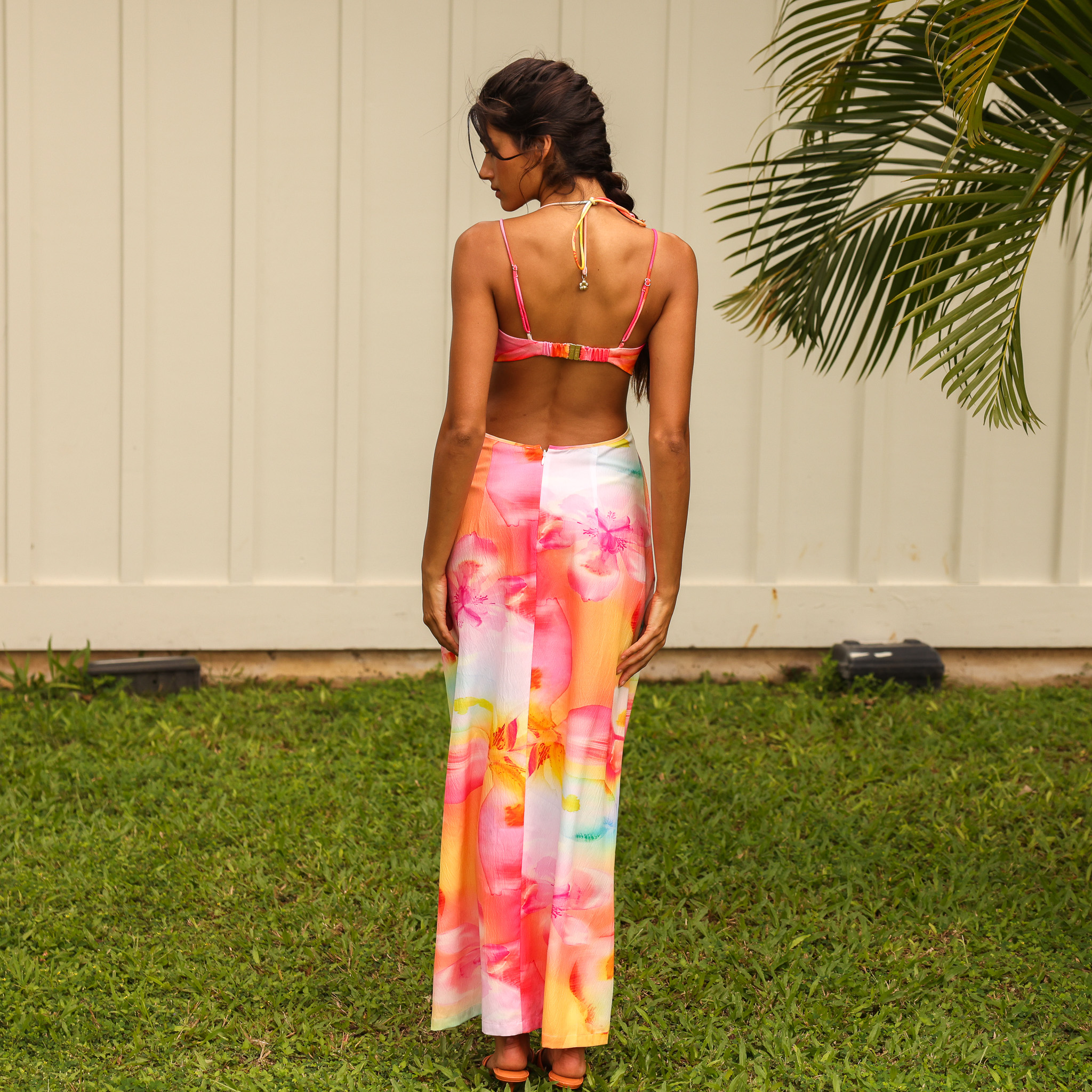 Kulani Kinis Frangipani Swirl Cut Out Maxi Dress