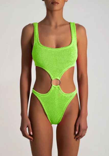 Paramidonna Ribbed Trikini Swimsuit Neon Green