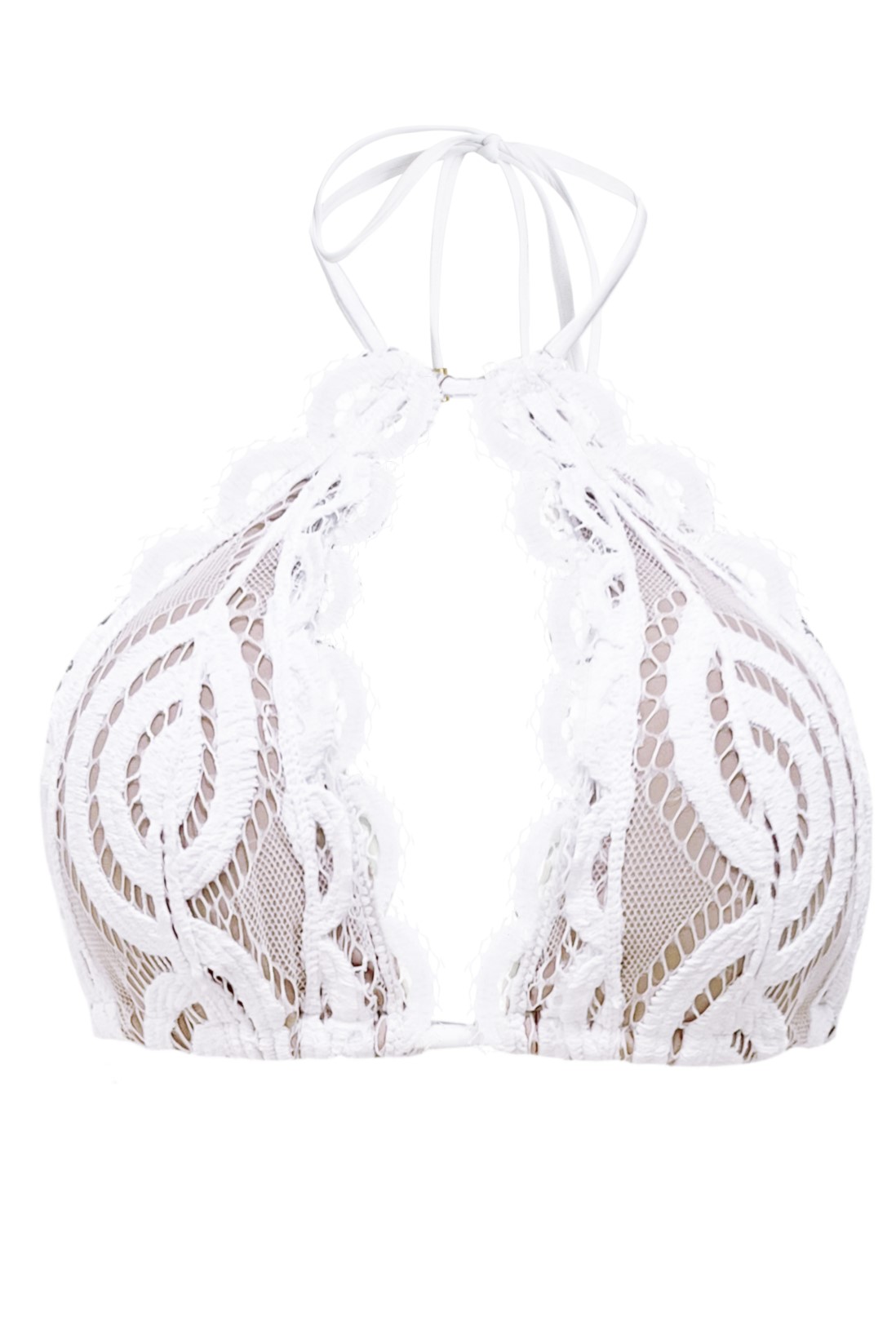 Pilyq Swim Water Lily Kantan High Neck Bikini Top Wit