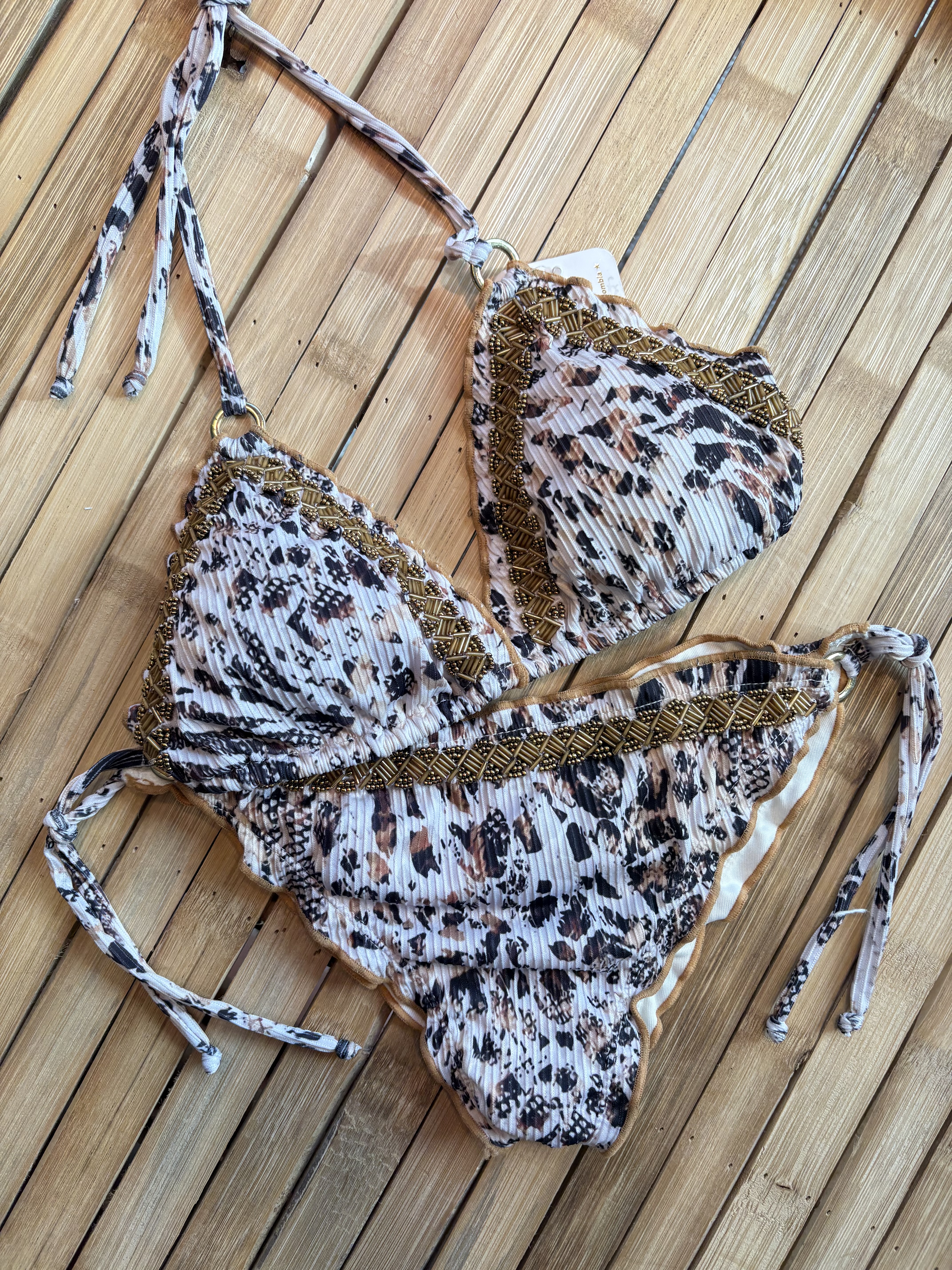 Beach Fashion Only Snakeprint Triangle Bikini Set 