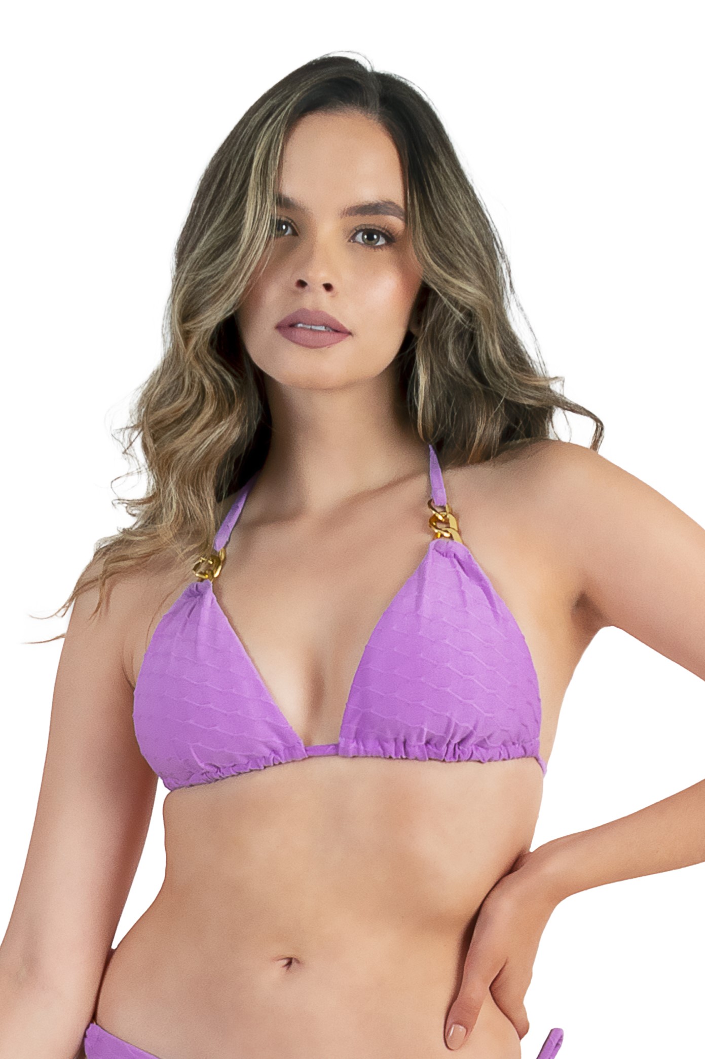 Beach Fashion Only Lila Textuur Bikini Top