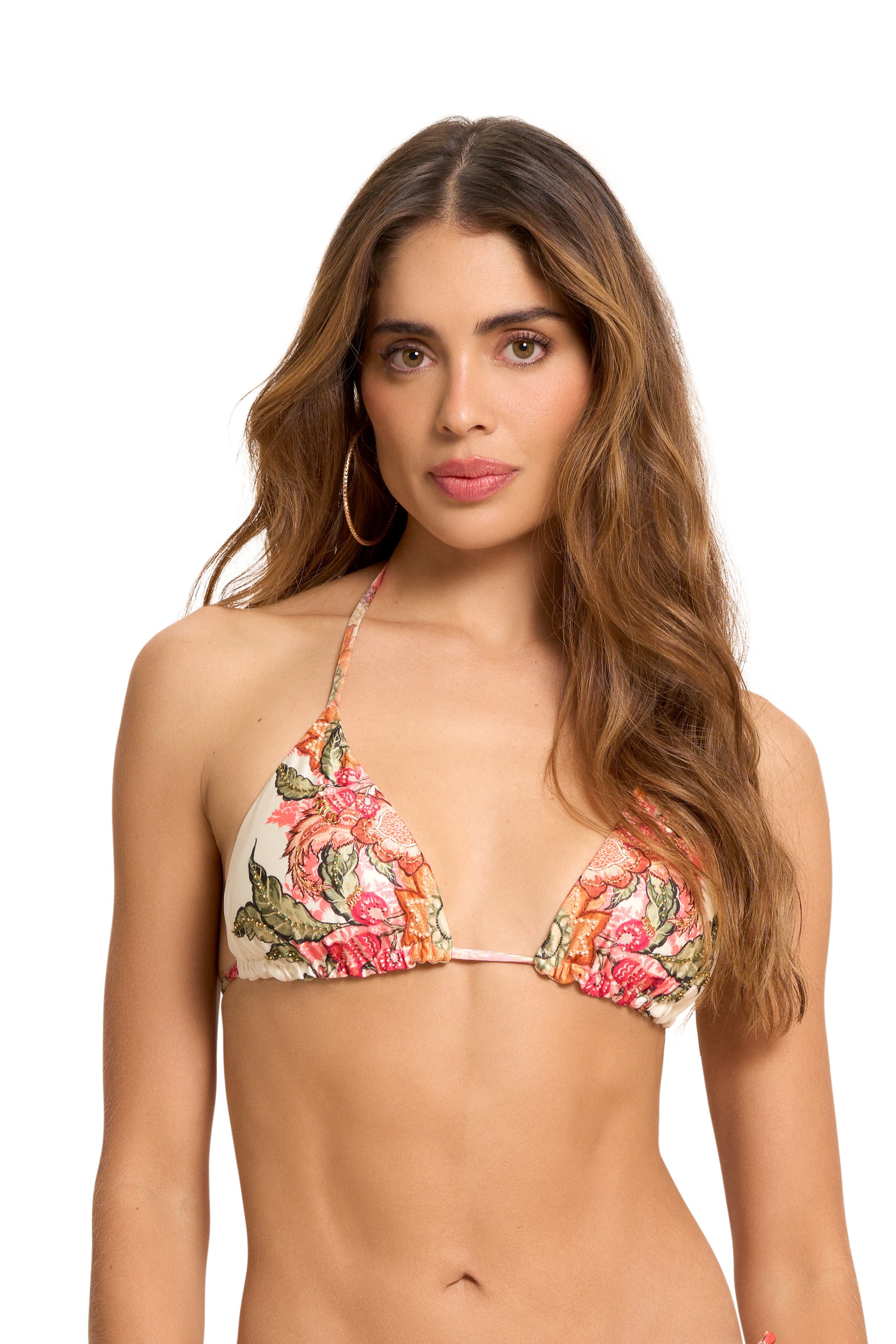 Cosita Linda Abloom Geborduurde Triangel Bikini Top