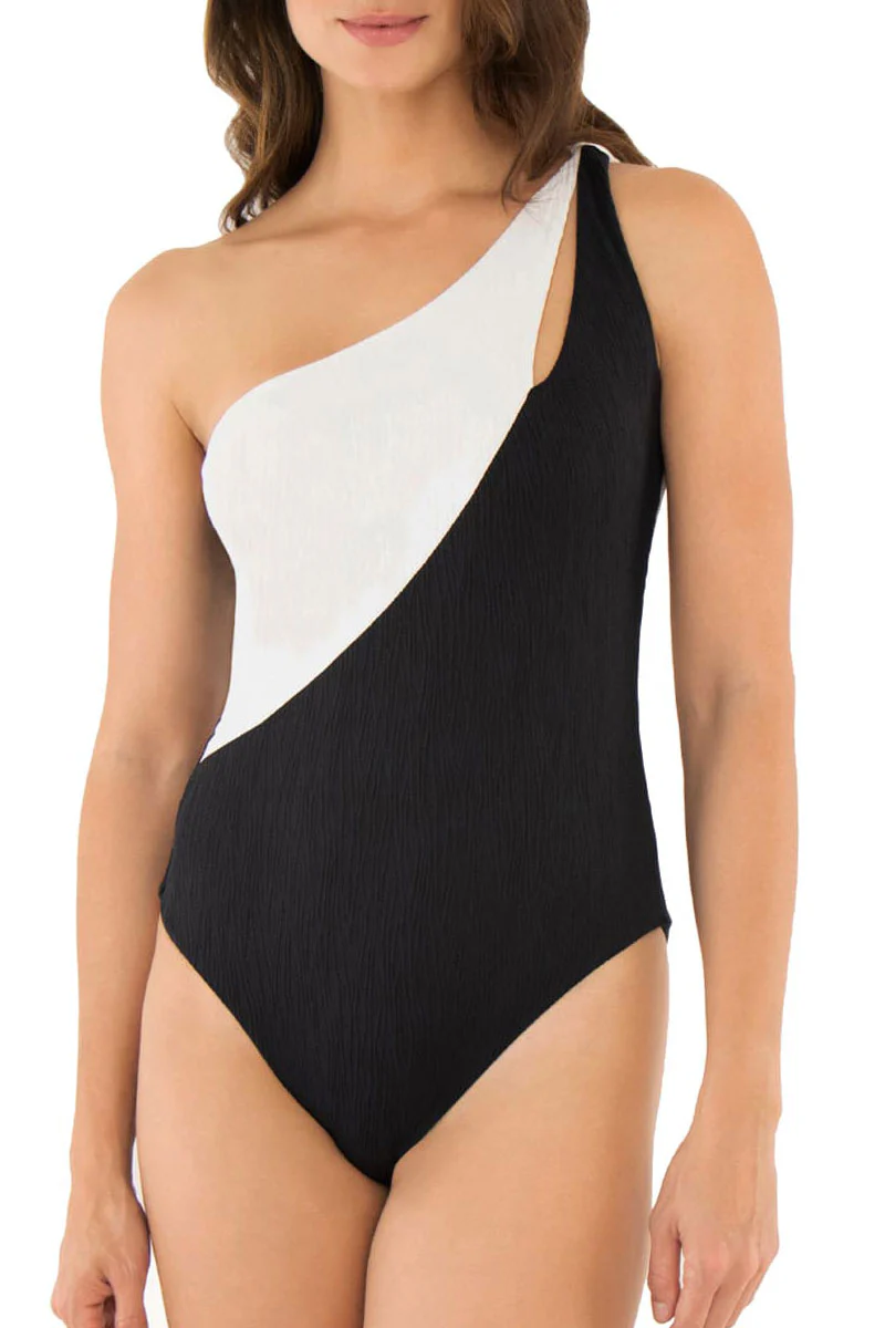 Milonga Bicolor Zwart One Shoulder Swimsuit