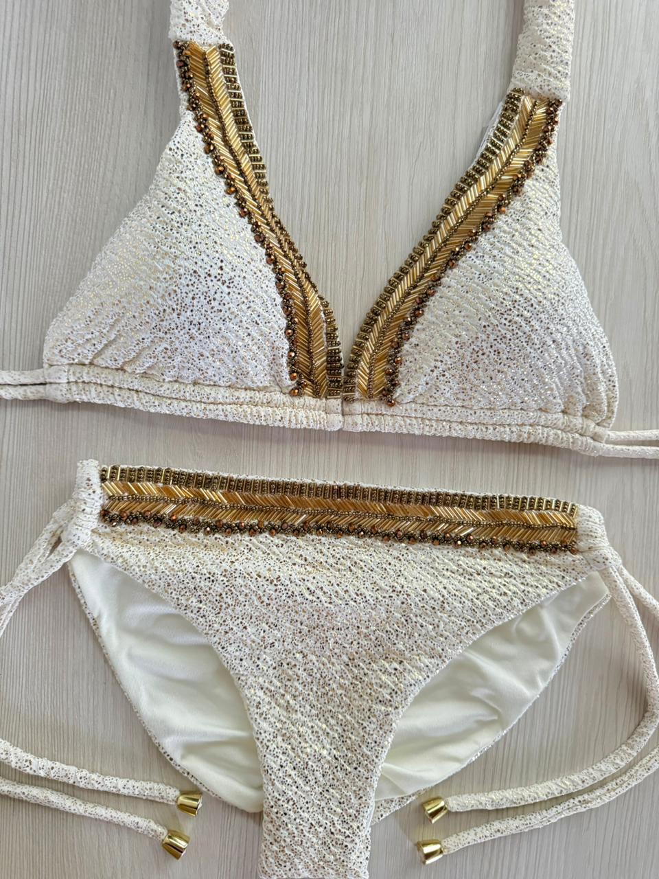 Beach Fashion Only Handmade Madeira Halter Top Gold