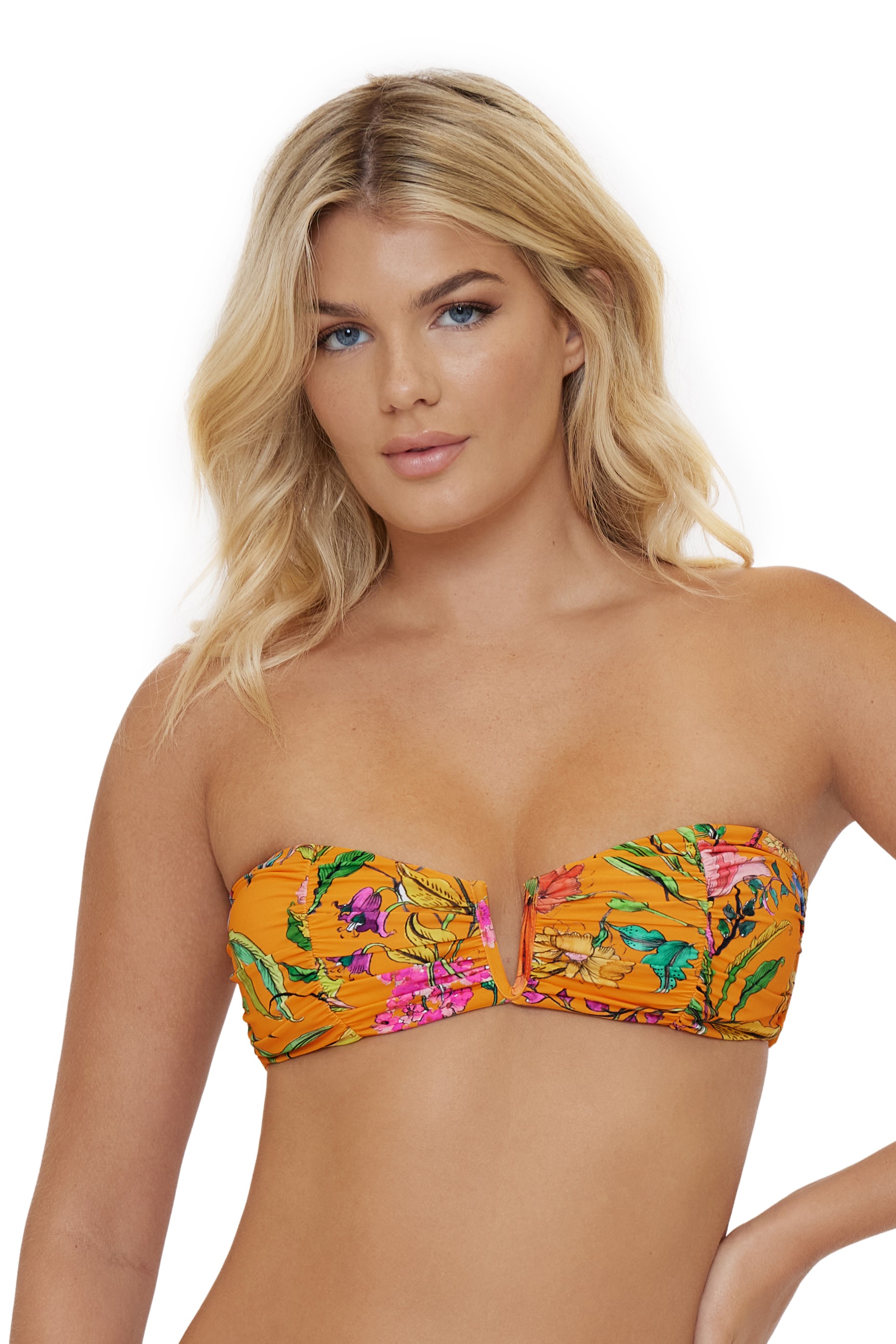 Pilyq Swim Wild Bloom Strapless Bikini Top