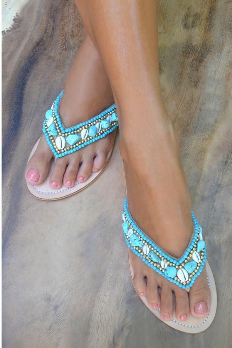 turquoise slippers