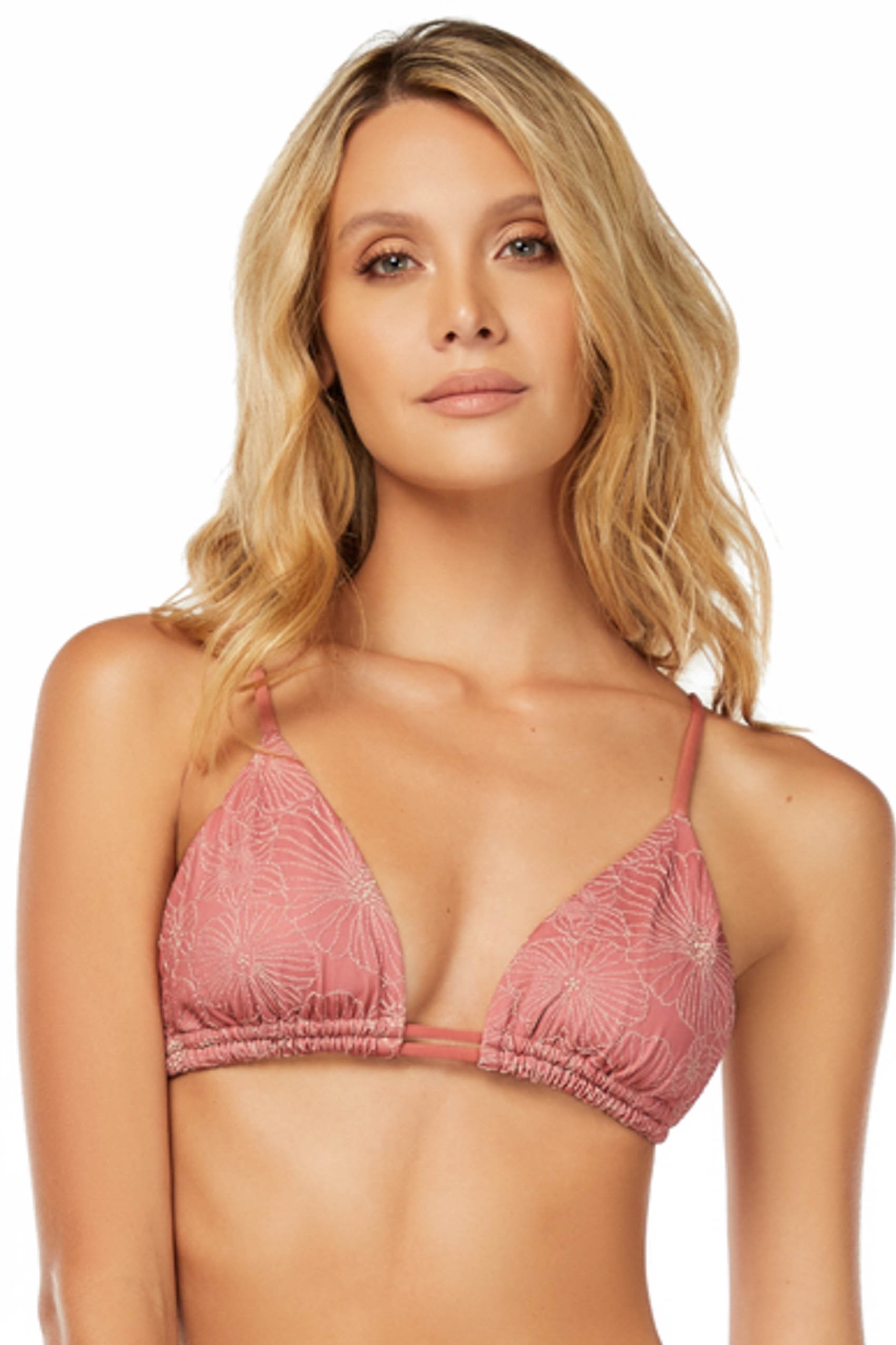 Cosita Linda Still Garden Embroidered Triangle Bikini Top 