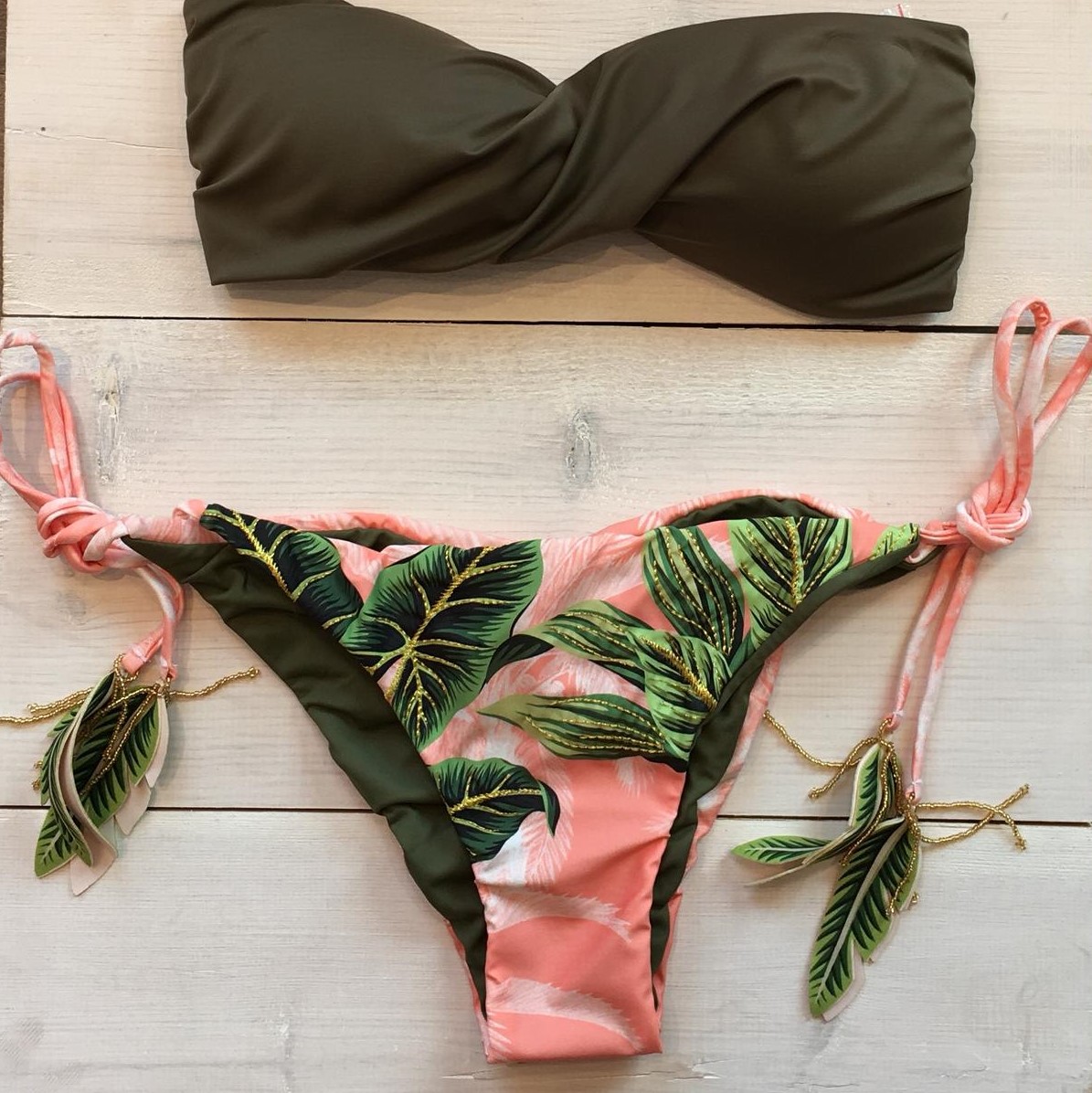 Pacifico Strapless Twist Bikini Khaki Green 