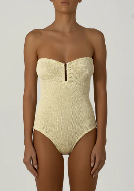 Paramidonna Geribbeld Bandeau Badpak Ivoor