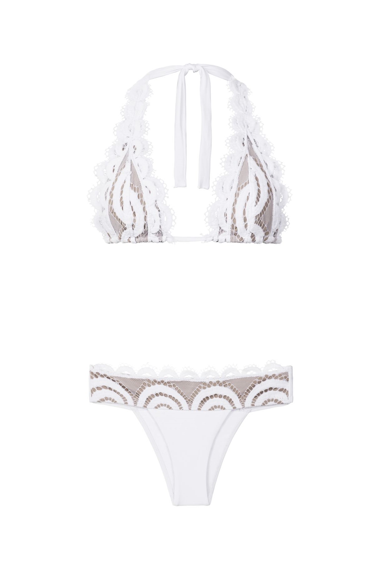 Pilyq Swim Water Lily Lace Halter Bikini White