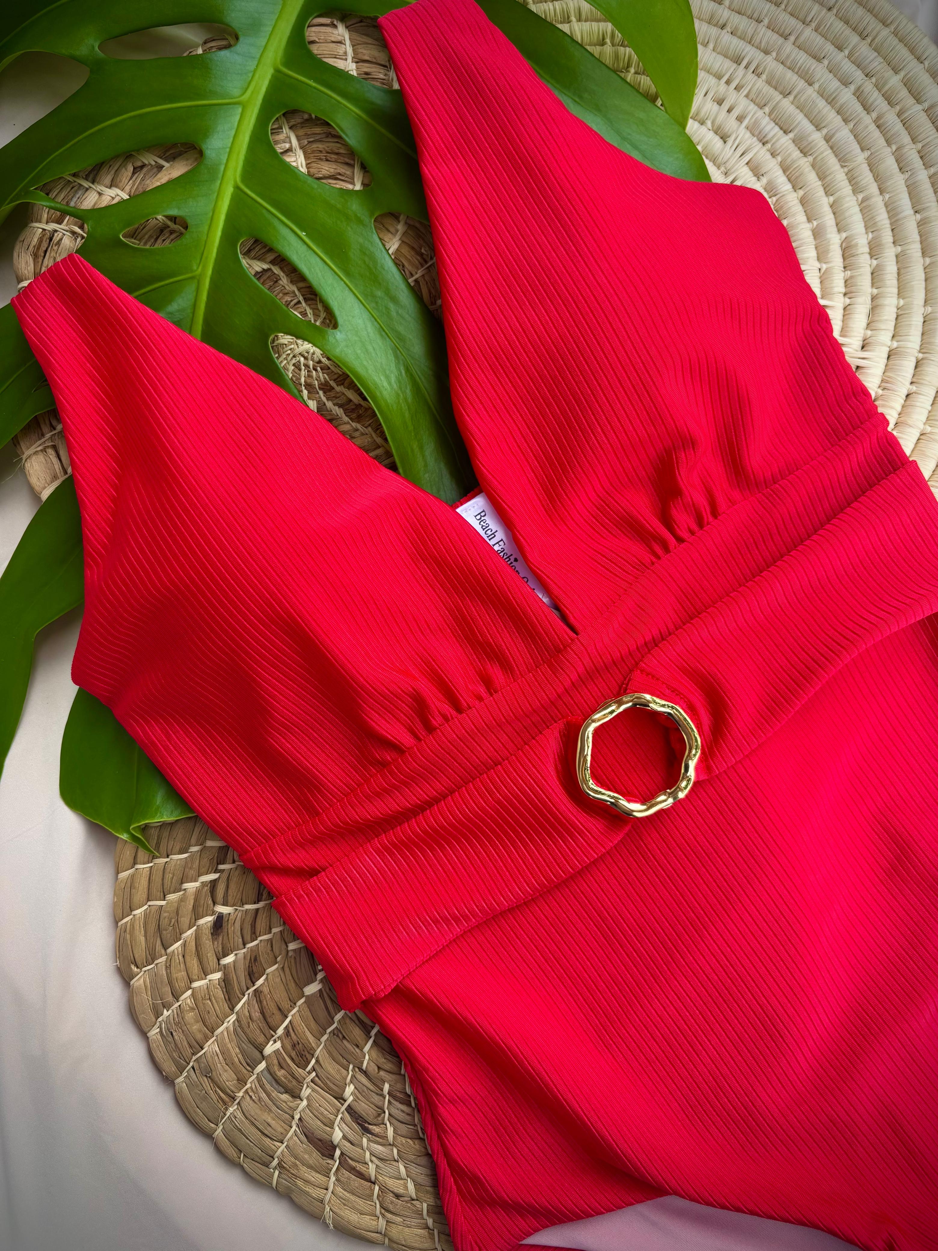 Beach Fashion Only Rood Textuur Badpak