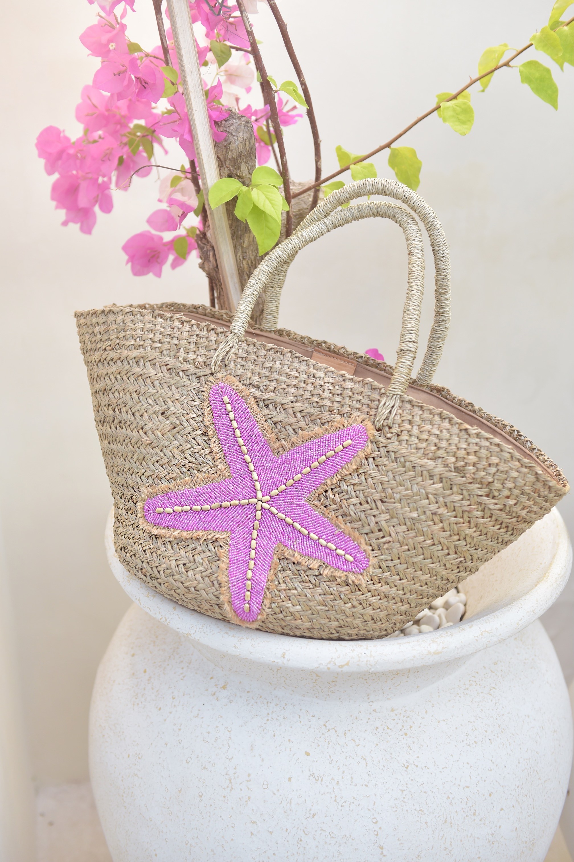 Hot Lava Strandtas Starfish Naturel Roos Hot Lava Strandtas Starfish Naturel Roos