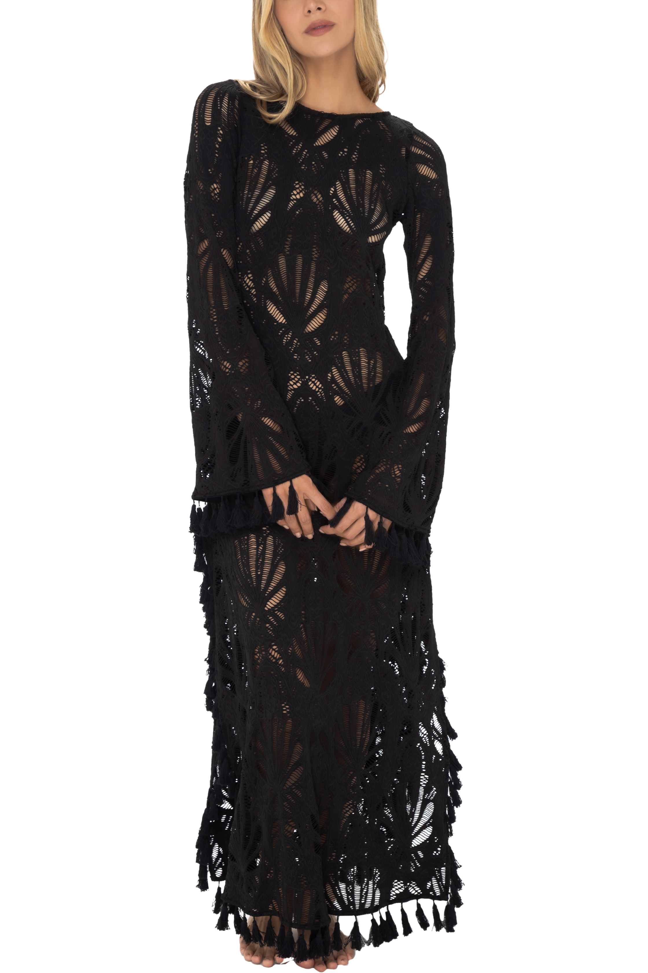 Milonga Bloom Luxe Maxi Jurk Zwart