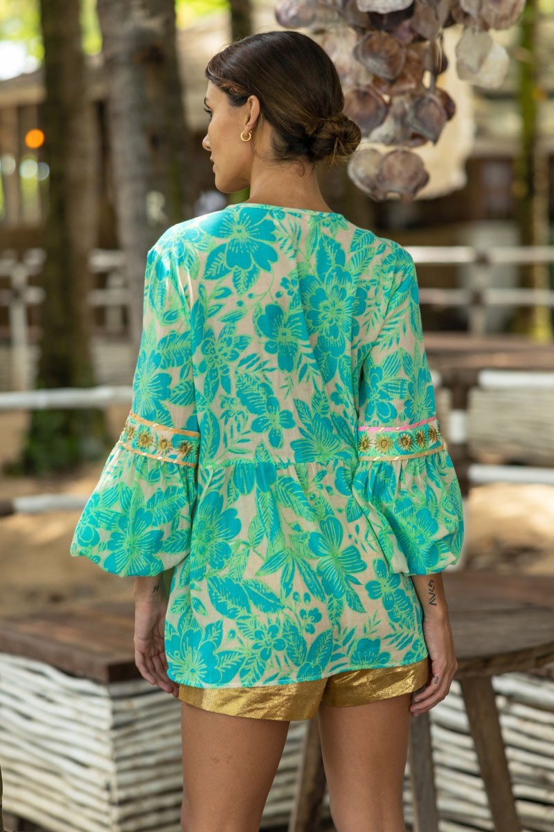Miss June Blouse Gemma Turquoise