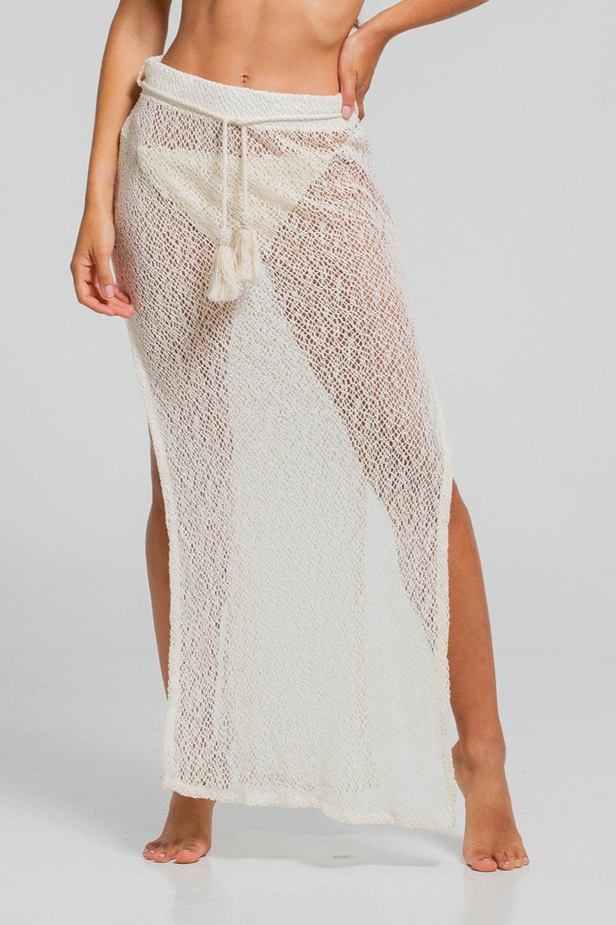 Cosita Linda Ethereal White Crochet Long Skirt