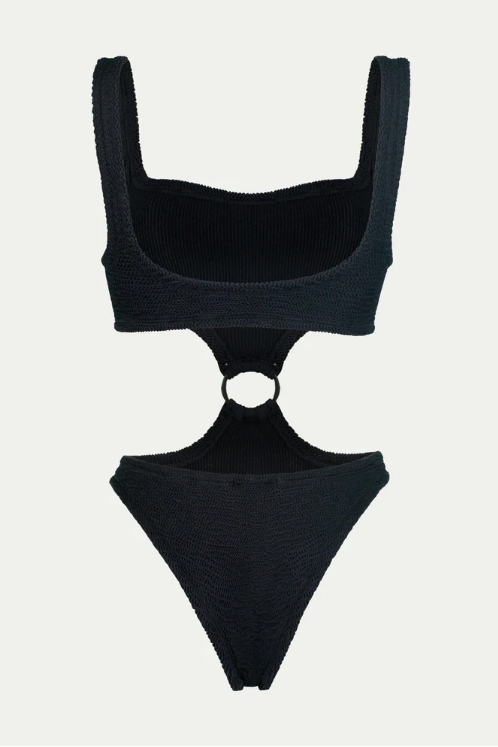 Paramidonna Olivia Ribbed Cut Out Swimsuit Black