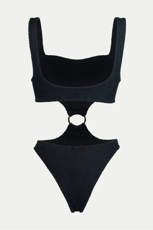 Paramidonna Olivia Geribbeld Cut Out Badpak Zwart