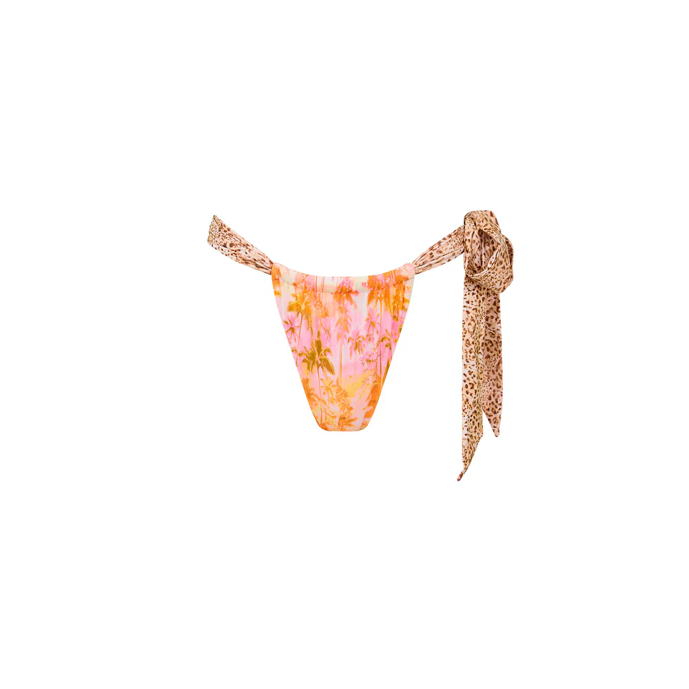 Kulani Kinis Orange Wild Skies Tie Scrunch Thong Bottom