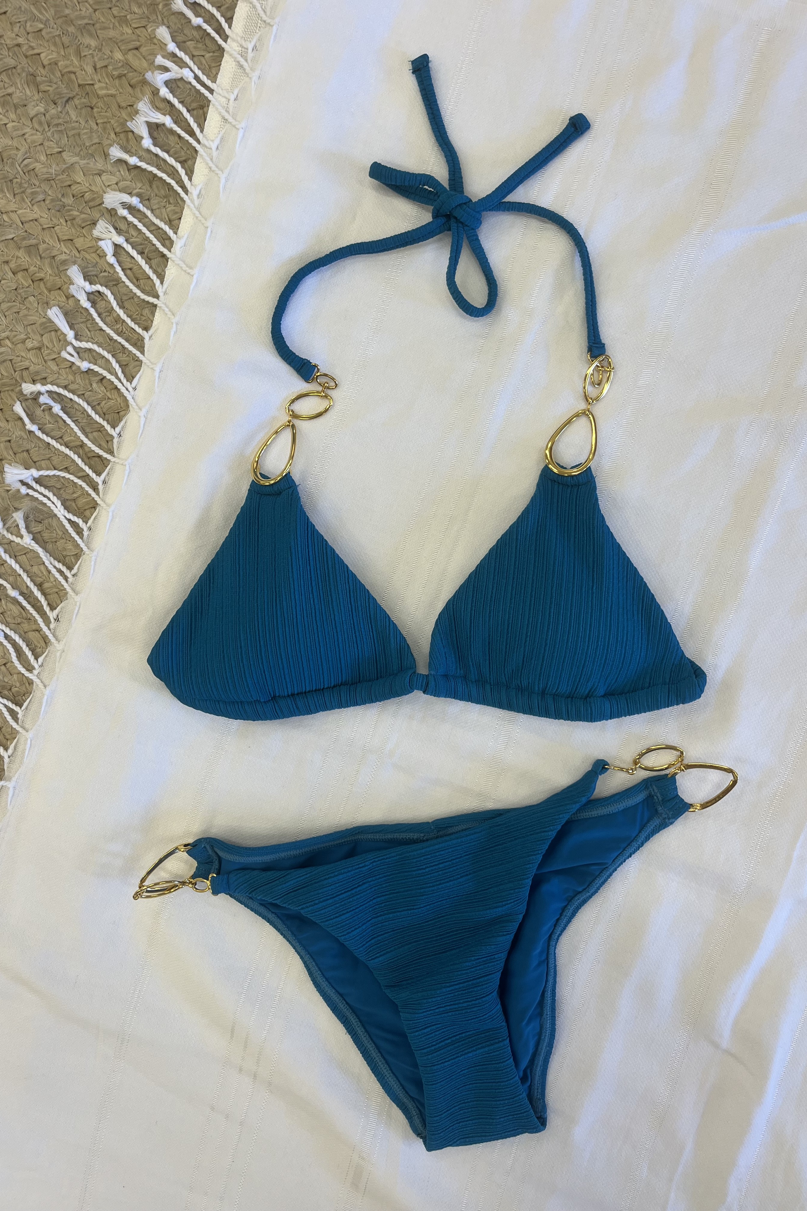 Pilyq Swim Turquoise Tides Triangle Bikini Top