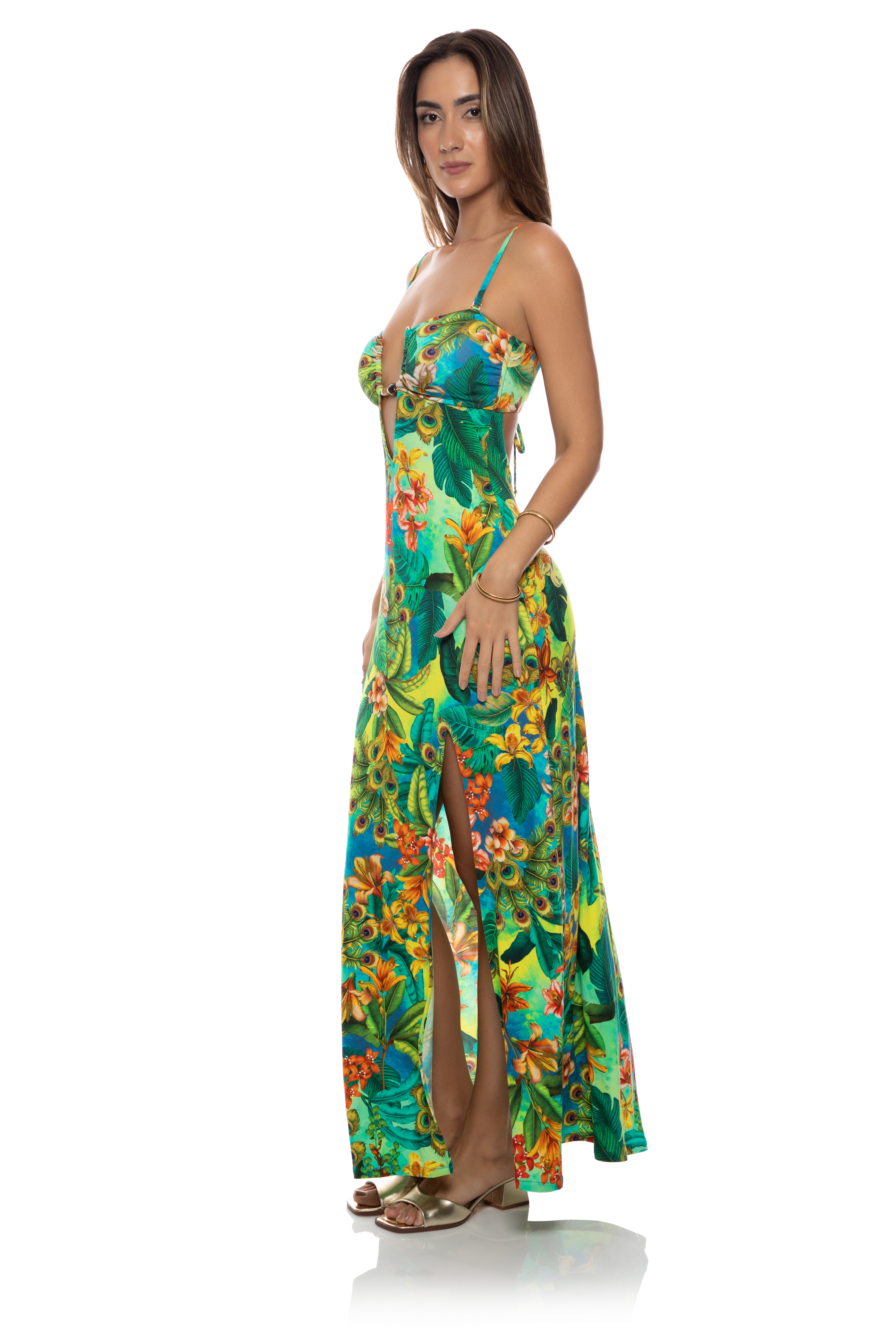 Luli Fama Peacock Affair Strapless Dress
