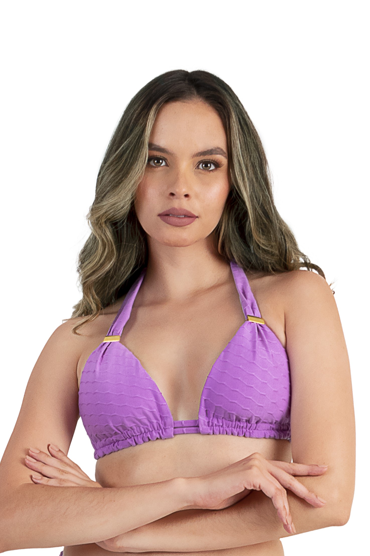 Mystical Lilac Texture Halter Bikini Top