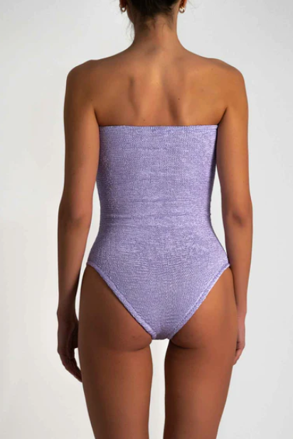 Paramidonna Strapless Ribbed Swimsuit Lilac