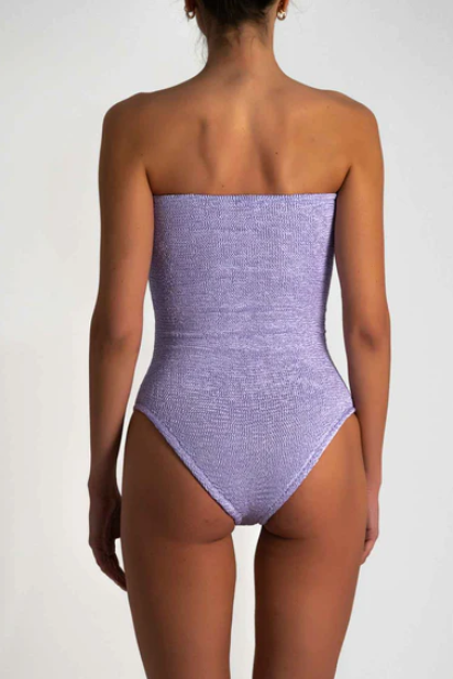 Paramidonna Bandeau Geribbeld Badpak Lila